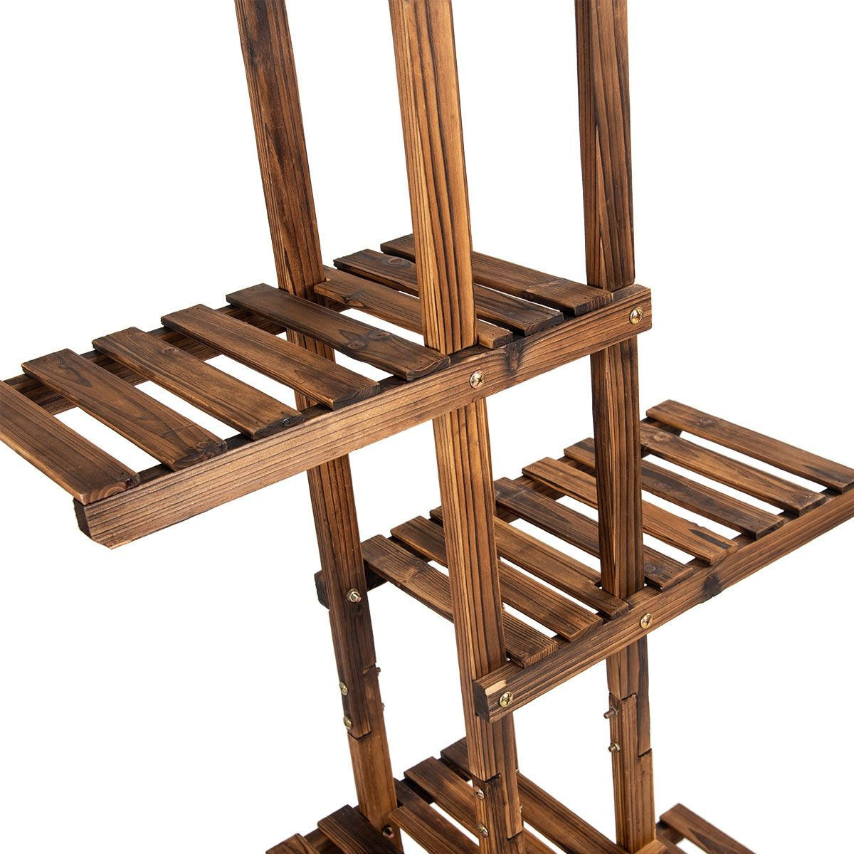 Etagère À Fleurs À 6 Niveaux Support De Plantes Décoration Capacité 10 Kg En Bois De Sapin 75X25X140Cm Naturel